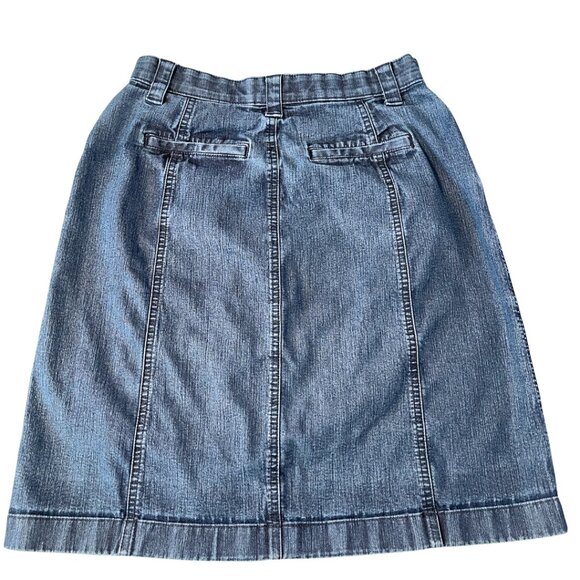 LL Bean Dark Wash Classic Fit Knee Length Boho Denim Skirt Womens Size 6 Stretch - Picture 5 of 11